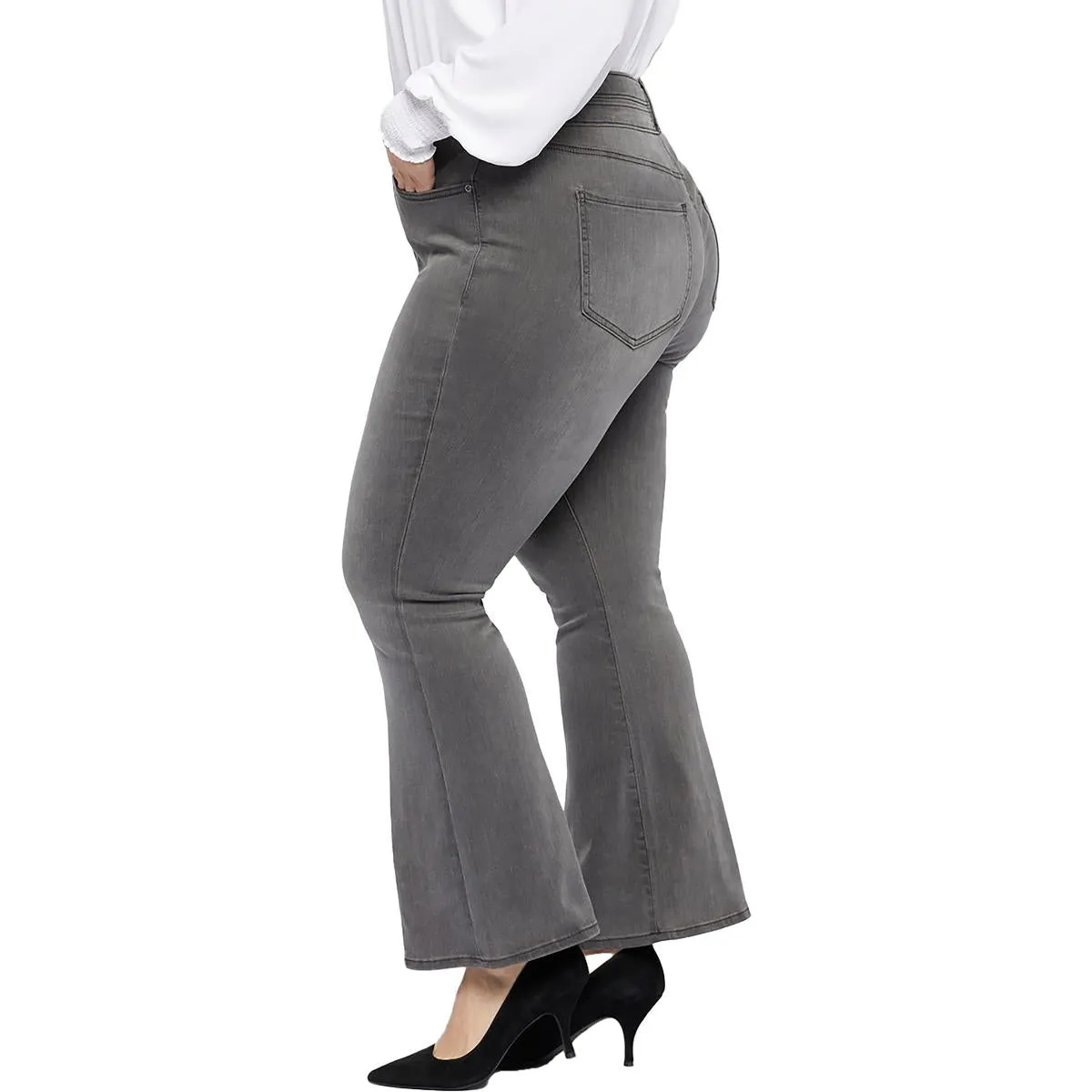 Plus Ava Womens High-Rise Slimming Flare Jeans