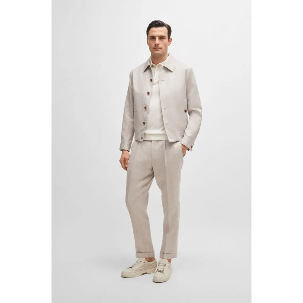 Polo-collar regular-fit sweater in silk and cotton
