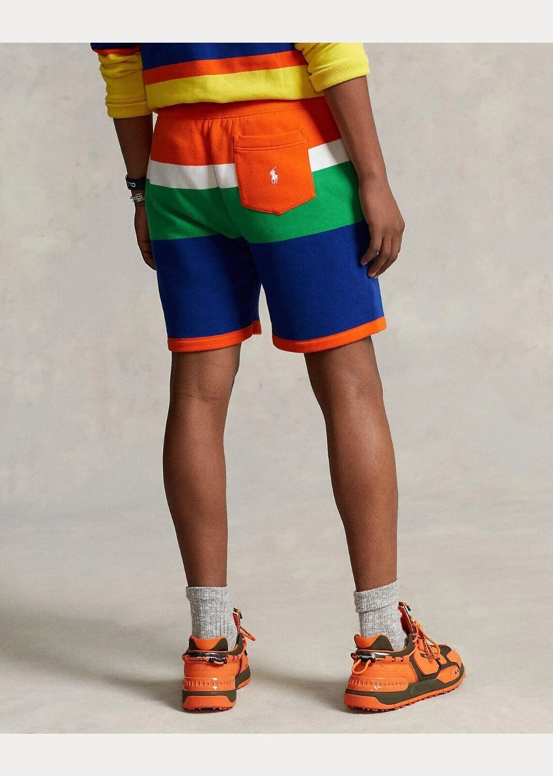 Polo Ralph Lauren 710901575001 Shorts Men Orange Multi Colorblock Striped MXX153