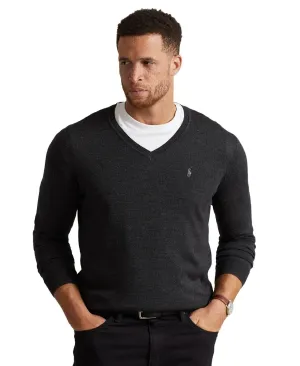 Polo Ralph Lauren Sweater Men's Dark Granite Heather V-Neck Pullover APP166