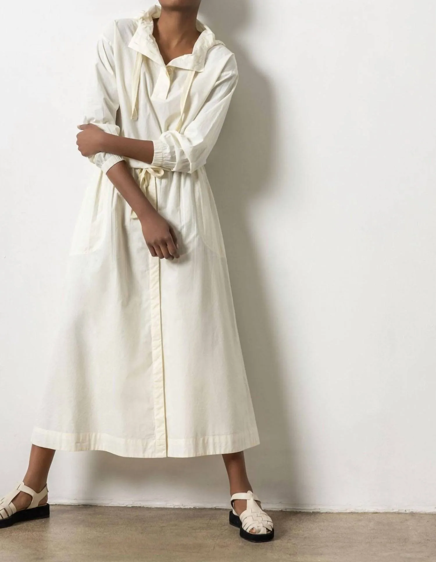 Poplin Hoodie Top In Magnolia