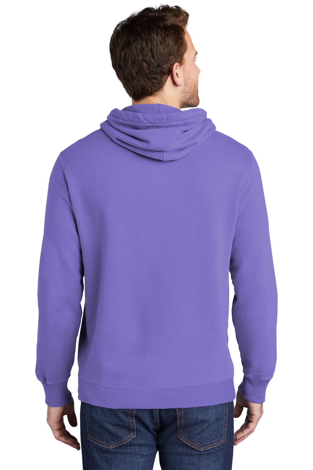 Port & Company Mens Beach Wash Fleece Hooded Sweatshirt Hoodie w/ Pouch Pocket - Amethyst Purple