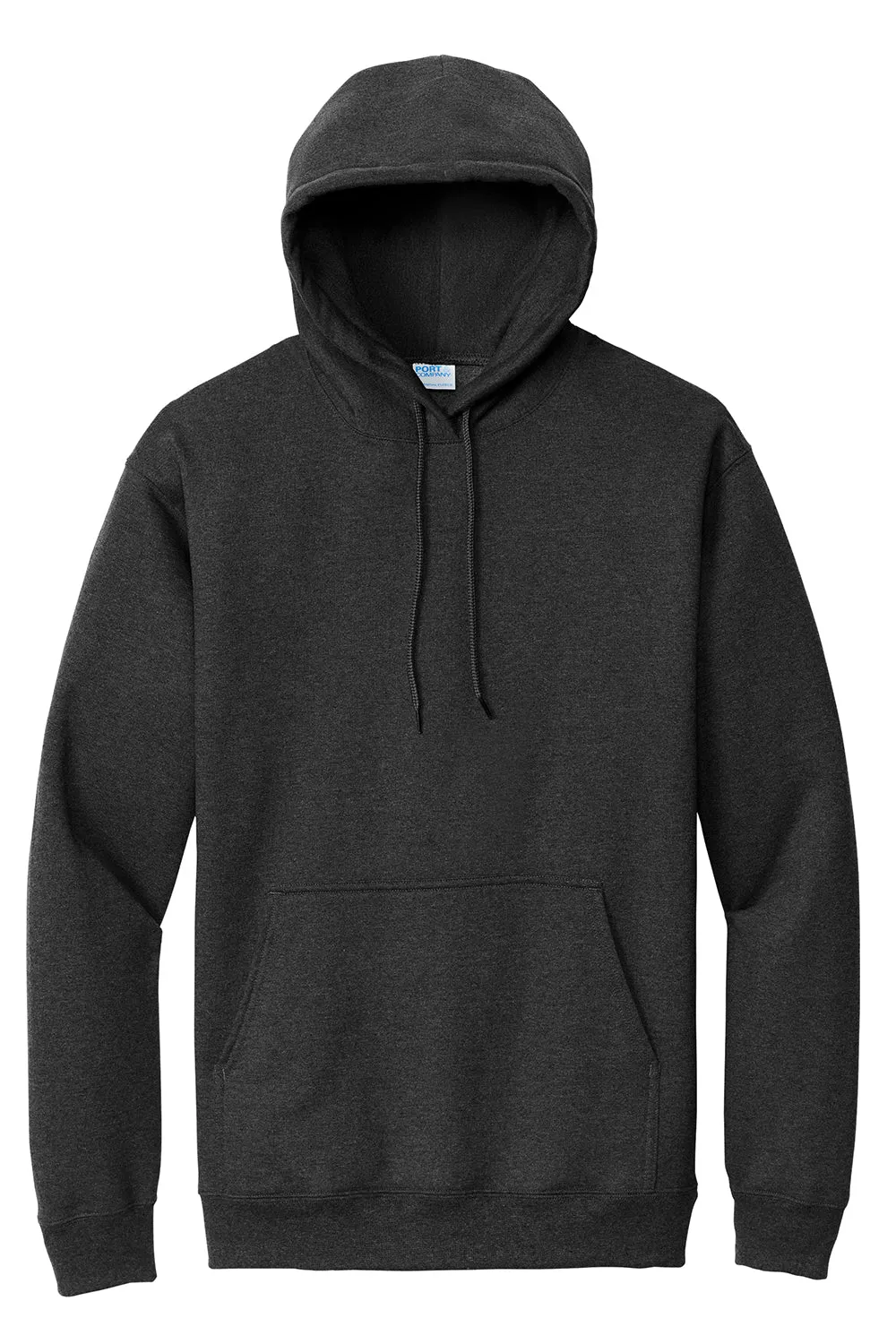 Port & Company Mens Essential Pill Resistant Fleece Hooded Sweatshirt Hoodie w/ Pouch Pocket - Heather Black