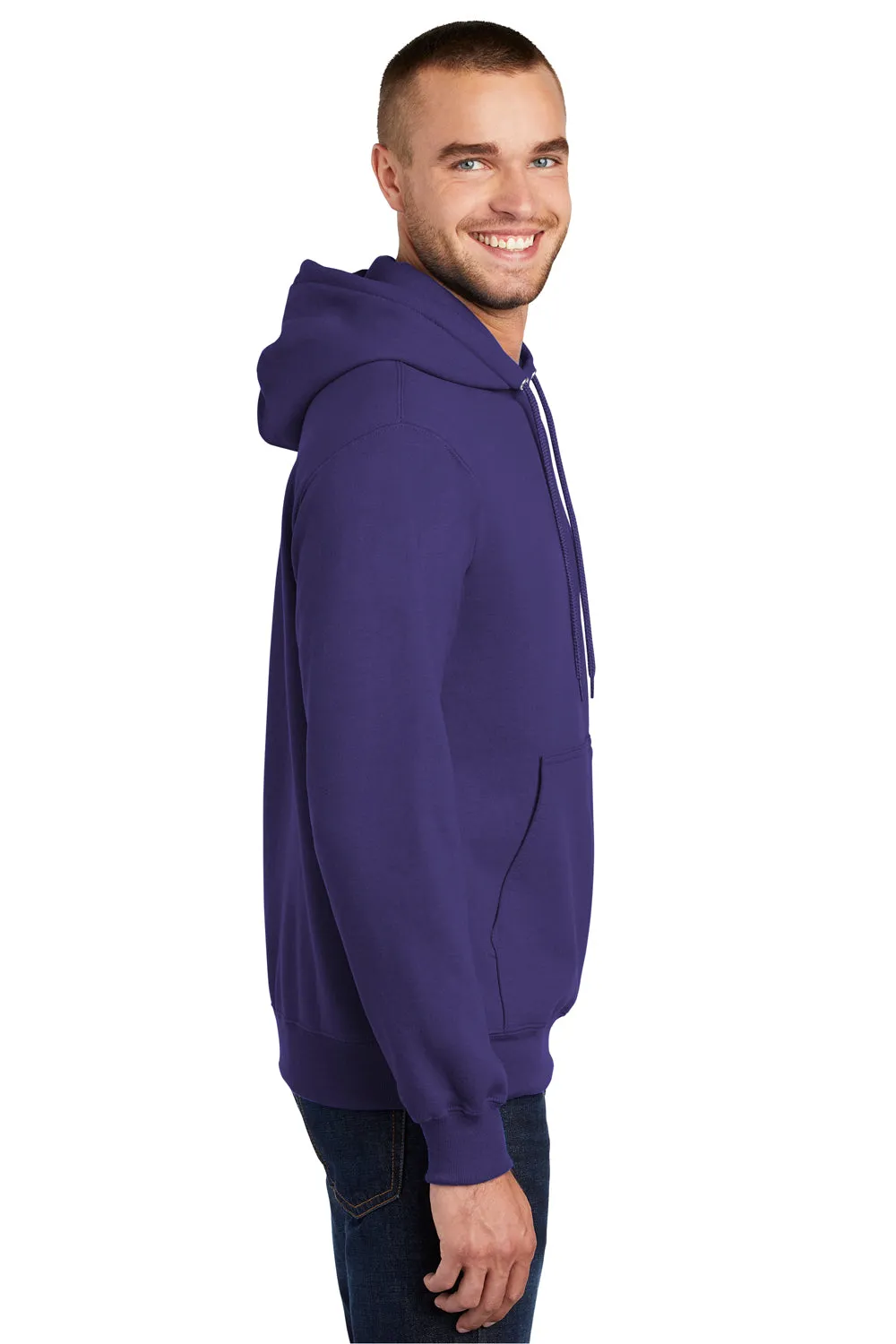 Port & Company Mens Essential Pill Resistant Fleece Hooded Sweatshirt Hoodie w/ Pouch Pocket - Purple