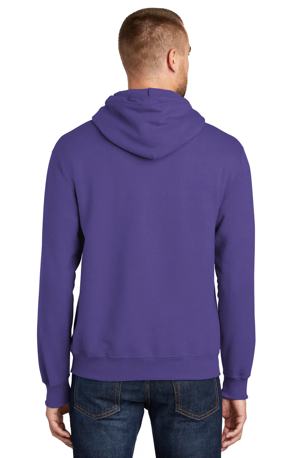 Port & Company Mens Essential Pill Resistant Fleece Hooded Sweatshirt Hoodie w/ Pouch Pocket - Purple