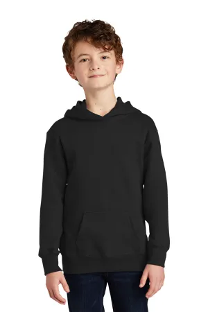 Port & Company Youth Fan Favorite Fleece Hooded Sweatshirt Hoodie w/ Pouch Pocket - Jet Black