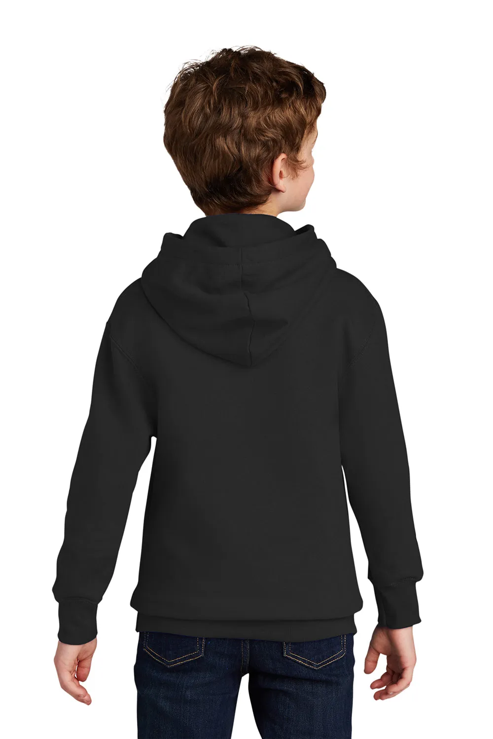 Port & Company Youth Fan Favorite Fleece Hooded Sweatshirt Hoodie w/ Pouch Pocket - Jet Black