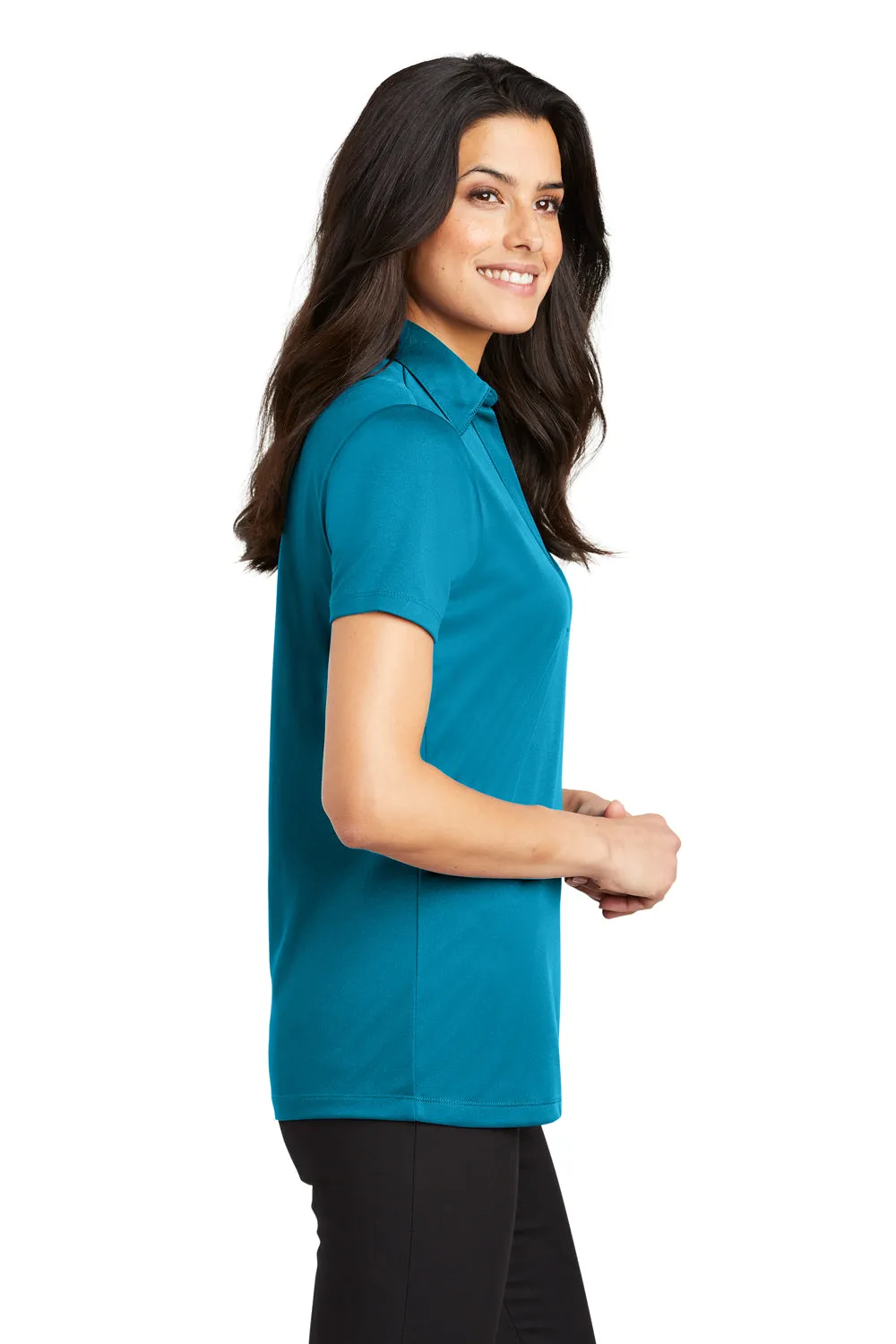 Port Authority Womens Silk Touch Performance Moisture Wicking Short Sleeve Polo Shirt - Parcel Blue - Closeout