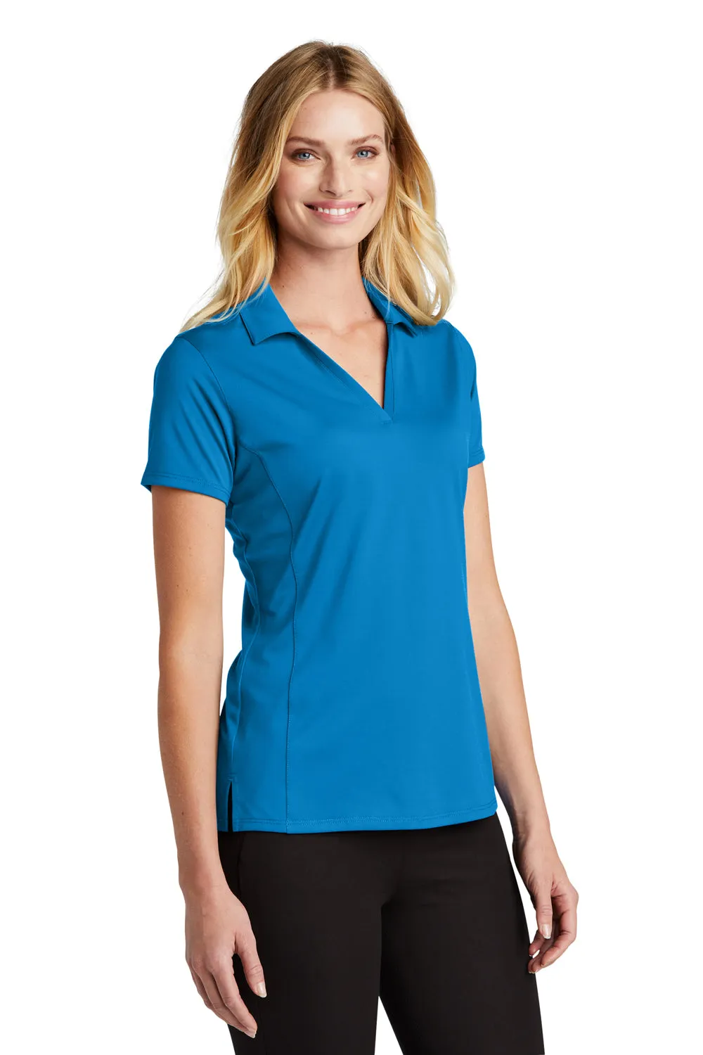 Port Authority Womens Staff Performance Moisture Wicking Short Sleeve Polo Shirt - Brilliant Blue