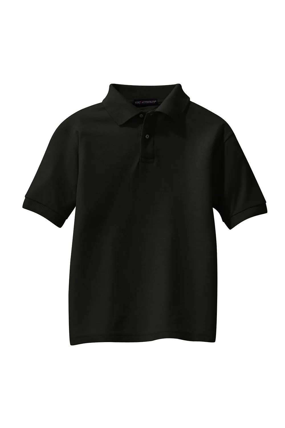 Port Authority Youth Silk Touch Wrinkle Resistant Short Sleeve Polo Shirt - Black