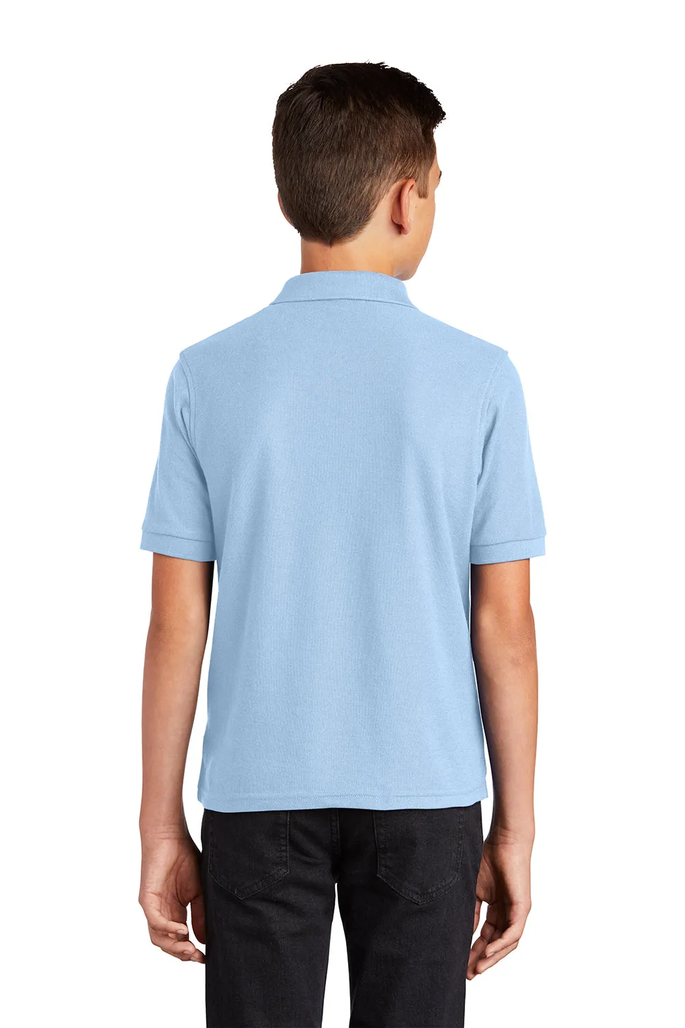 Port Authority Youth Silk Touch Wrinkle Resistant Short Sleeve Polo Shirt - Light Blue
