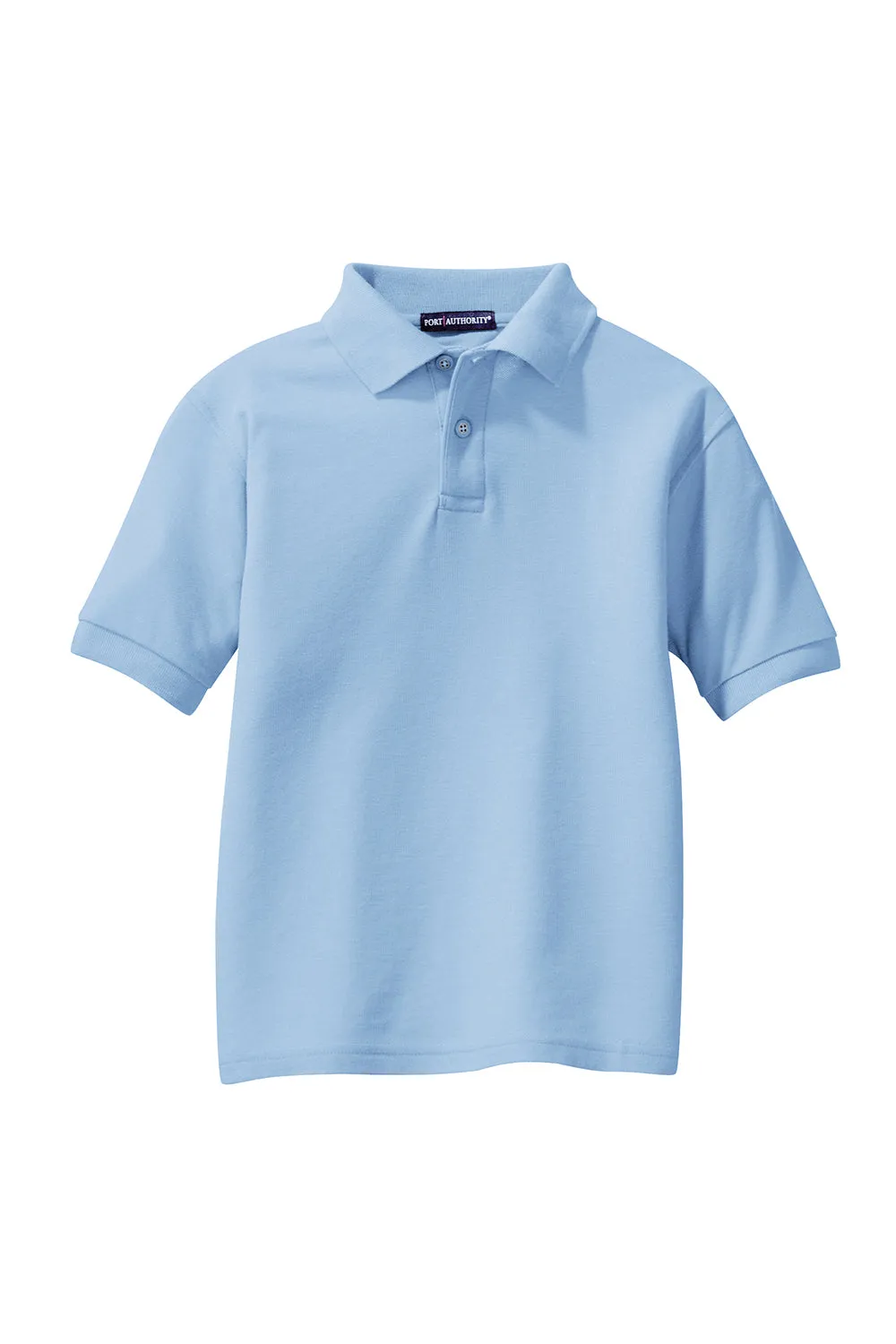 Port Authority Youth Silk Touch Wrinkle Resistant Short Sleeve Polo Shirt - Light Blue