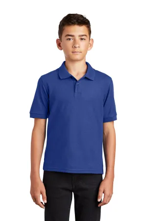Port Authority Youth Silk Touch Wrinkle Resistant Short Sleeve Polo Shirt - Royal Blue