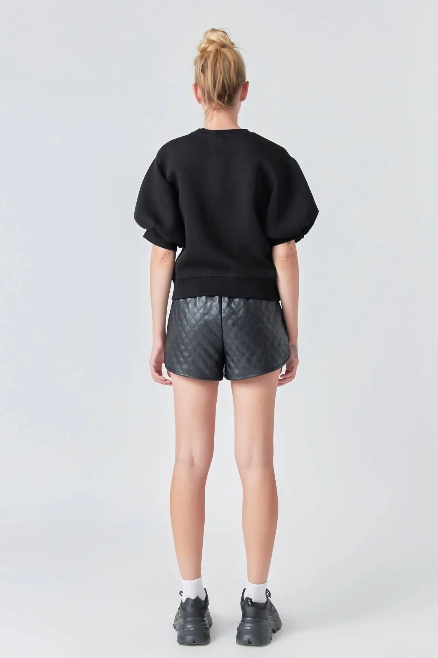 Puff Sleeve Sweatshirt In Black