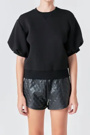 Puff Sleeve Sweatshirt In Black