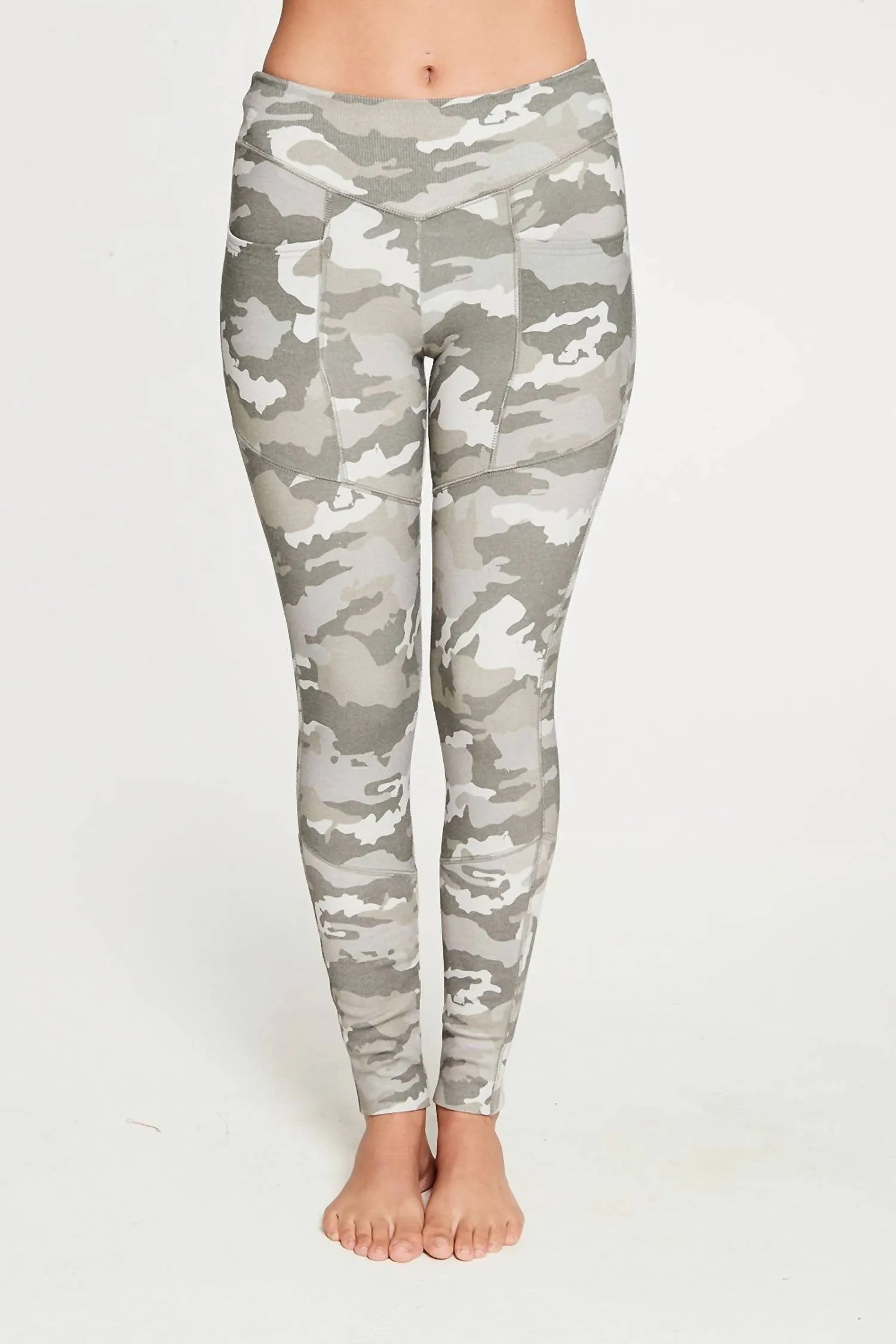 Quadrablend Paneled Ribbed Legging In Camo Print