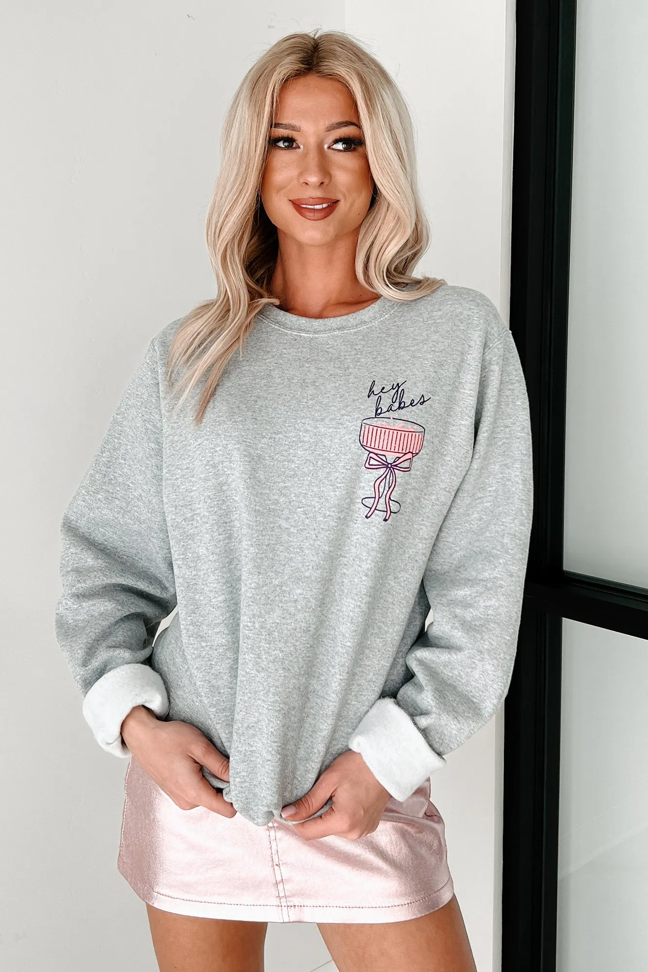 "Let's Make Some POUR Decisions" Double-Sided Graphic Sweatshirt (Grey)