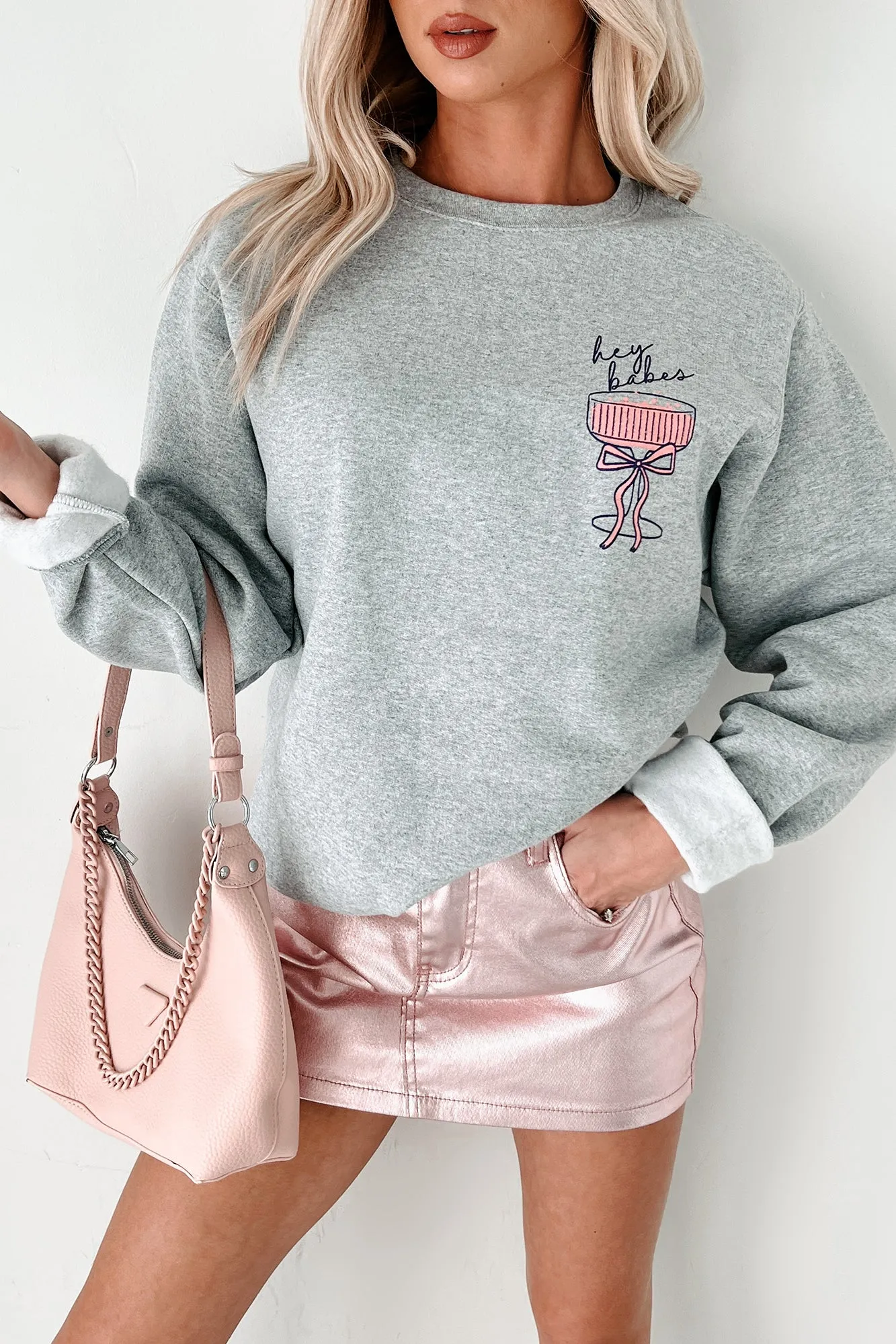 "Let's Make Some POUR Decisions" Double-Sided Graphic Sweatshirt (Grey)