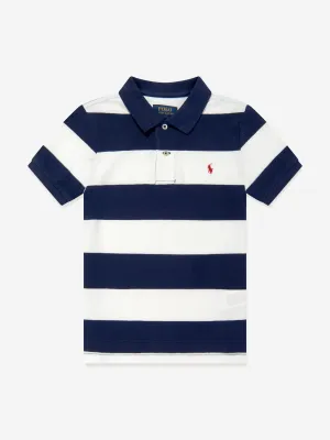 Ralph Lauren Boys Striped Polo Shirt in Navy