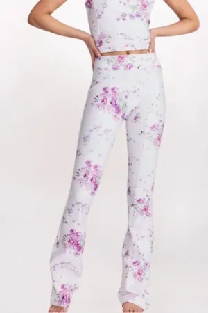 Reed Floral Flare Leggings In Magenta Glow