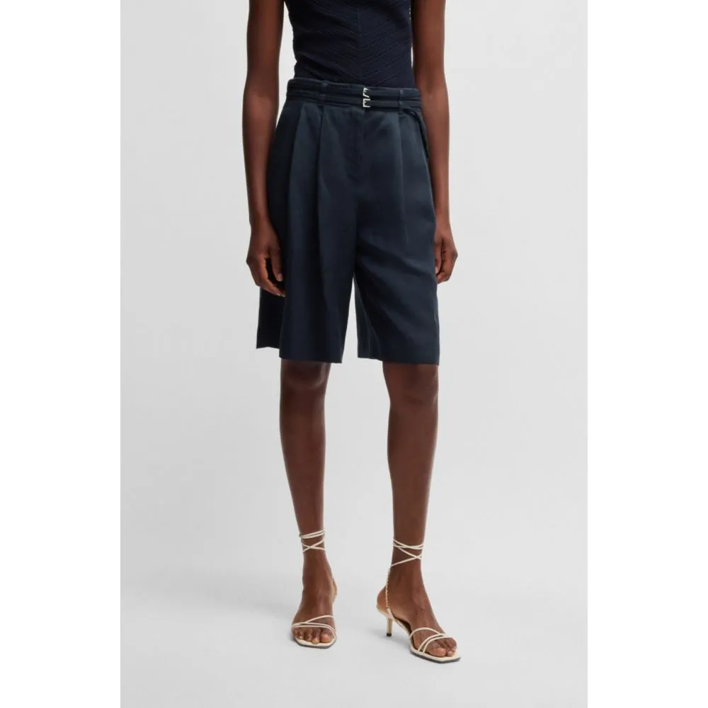 Relaxed-fit belted culottes with wide leg
