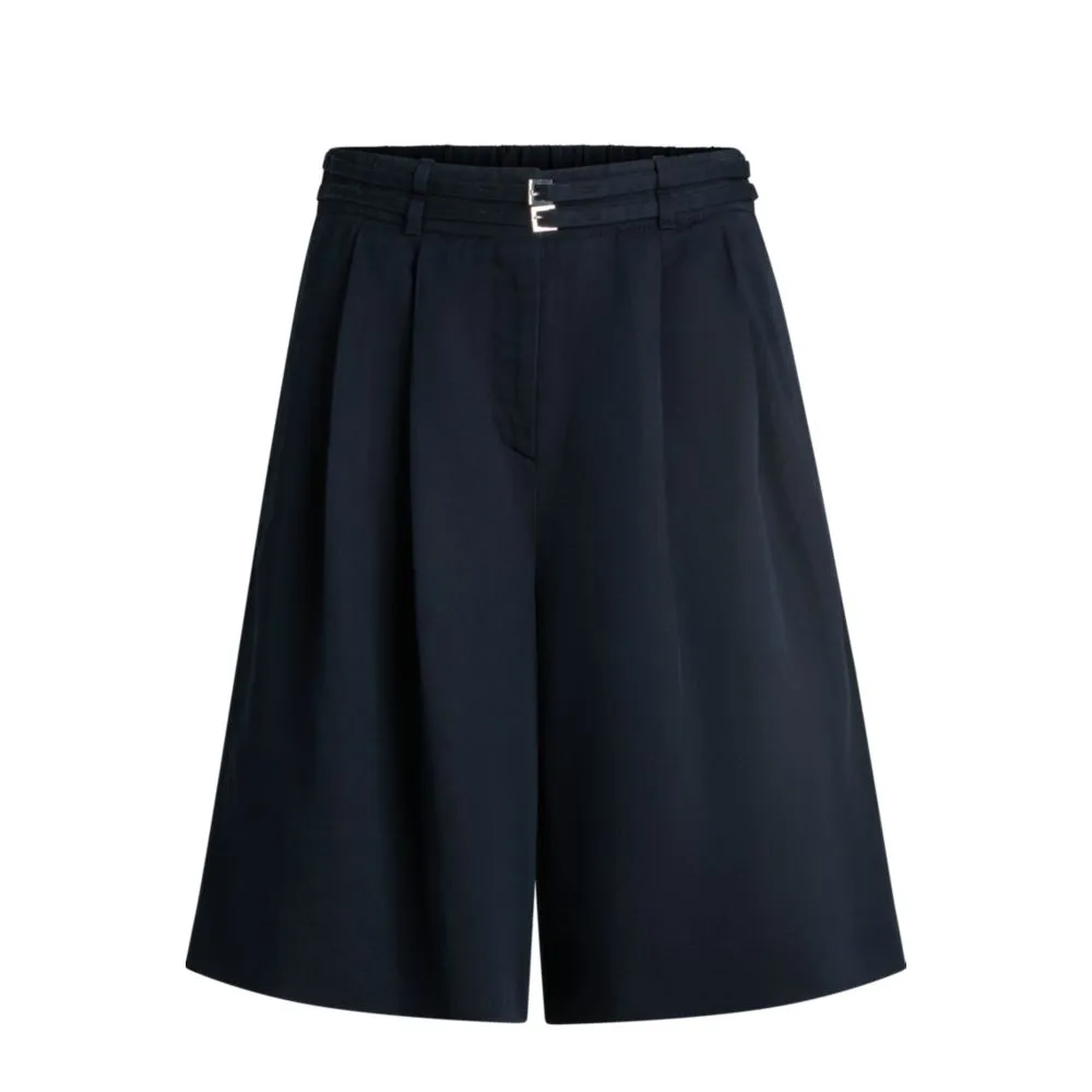 Relaxed-fit belted culottes with wide leg