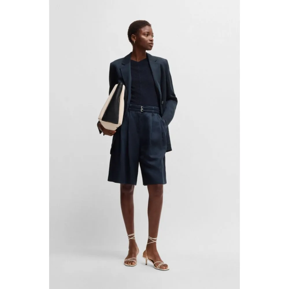 Relaxed-fit belted culottes with wide leg