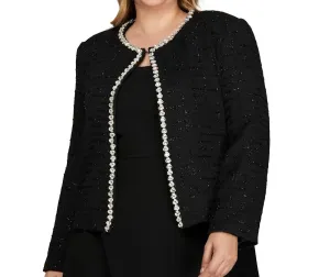 Rhinestone Trim Jacket - Plus In Black