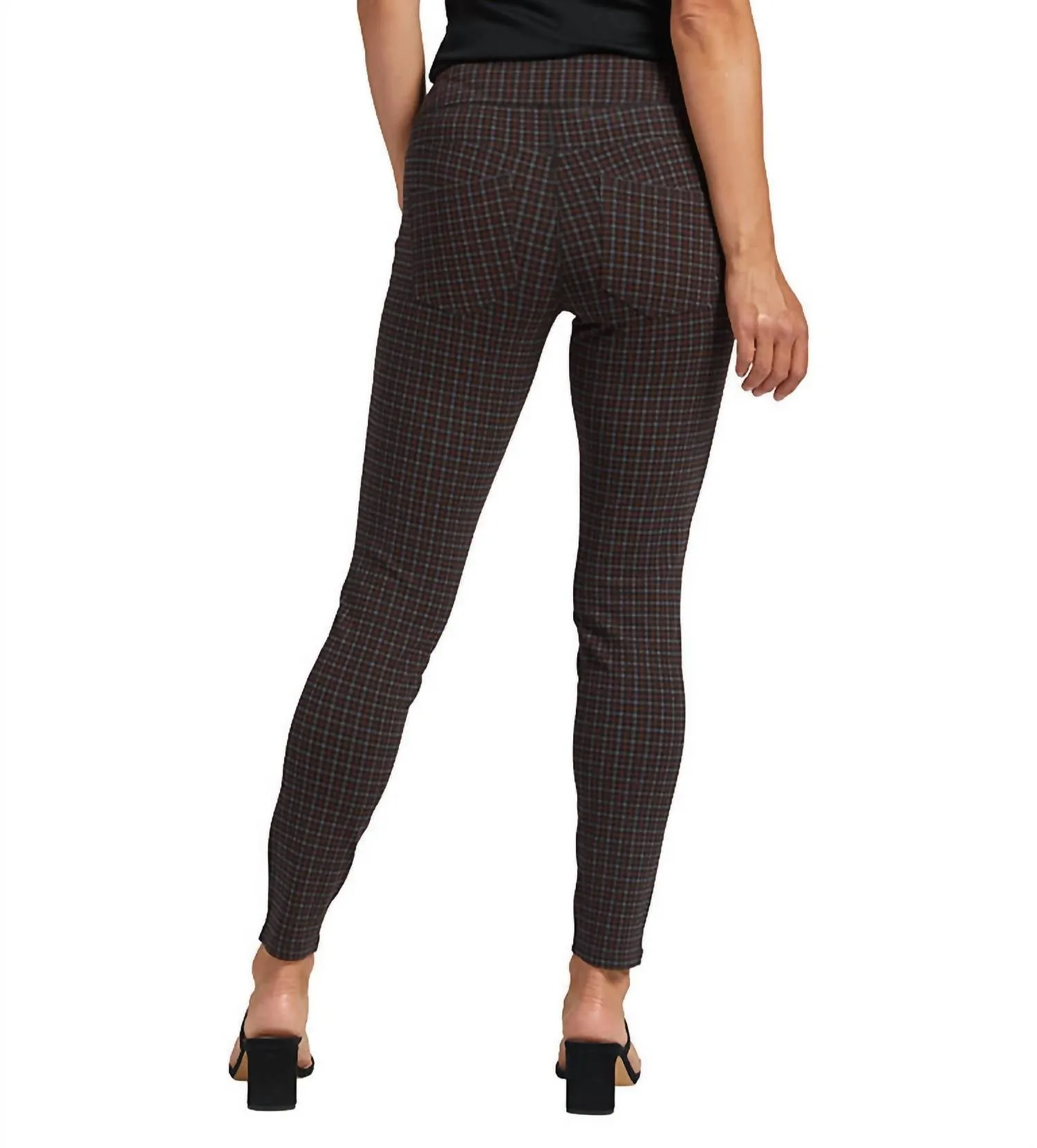 Ricki Mid Rise Legging In Red Plaid