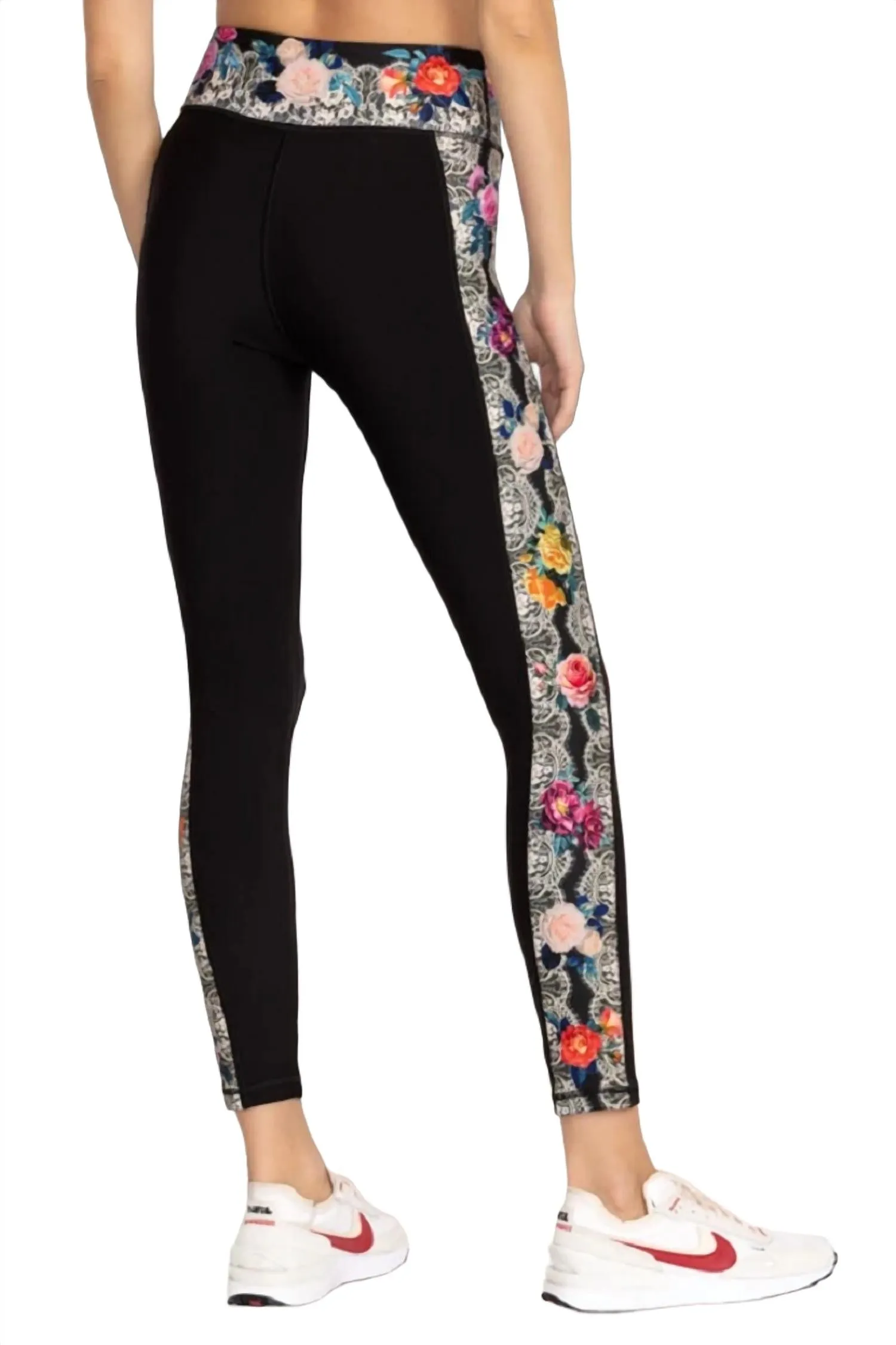 Rose Lace Bee Active Legging In Black Multi