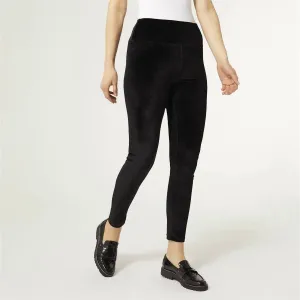 Rowan Wide Waist Velour Legging In Black