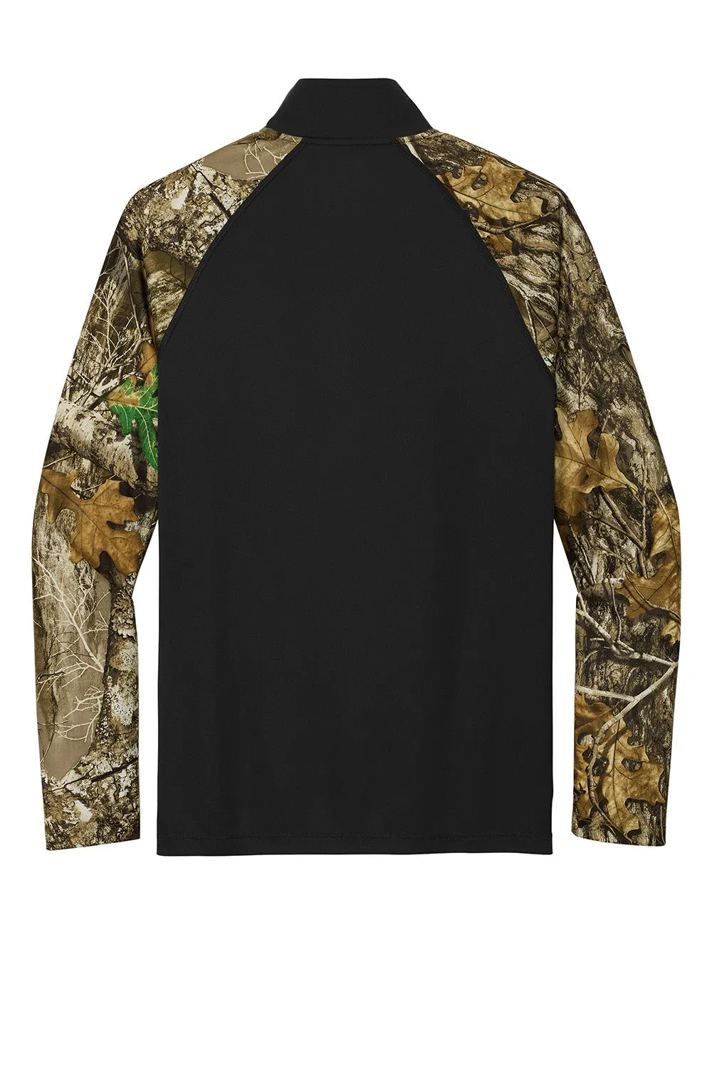 Russell Outdoors Mens Realtree Colorblock Moisture Wicking 1/4 Zip Sweatshirt - Black/Realtree Edge Camo
