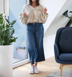 Samson Bubble Hem V-Neck Hoodie In Mother Of Pearl