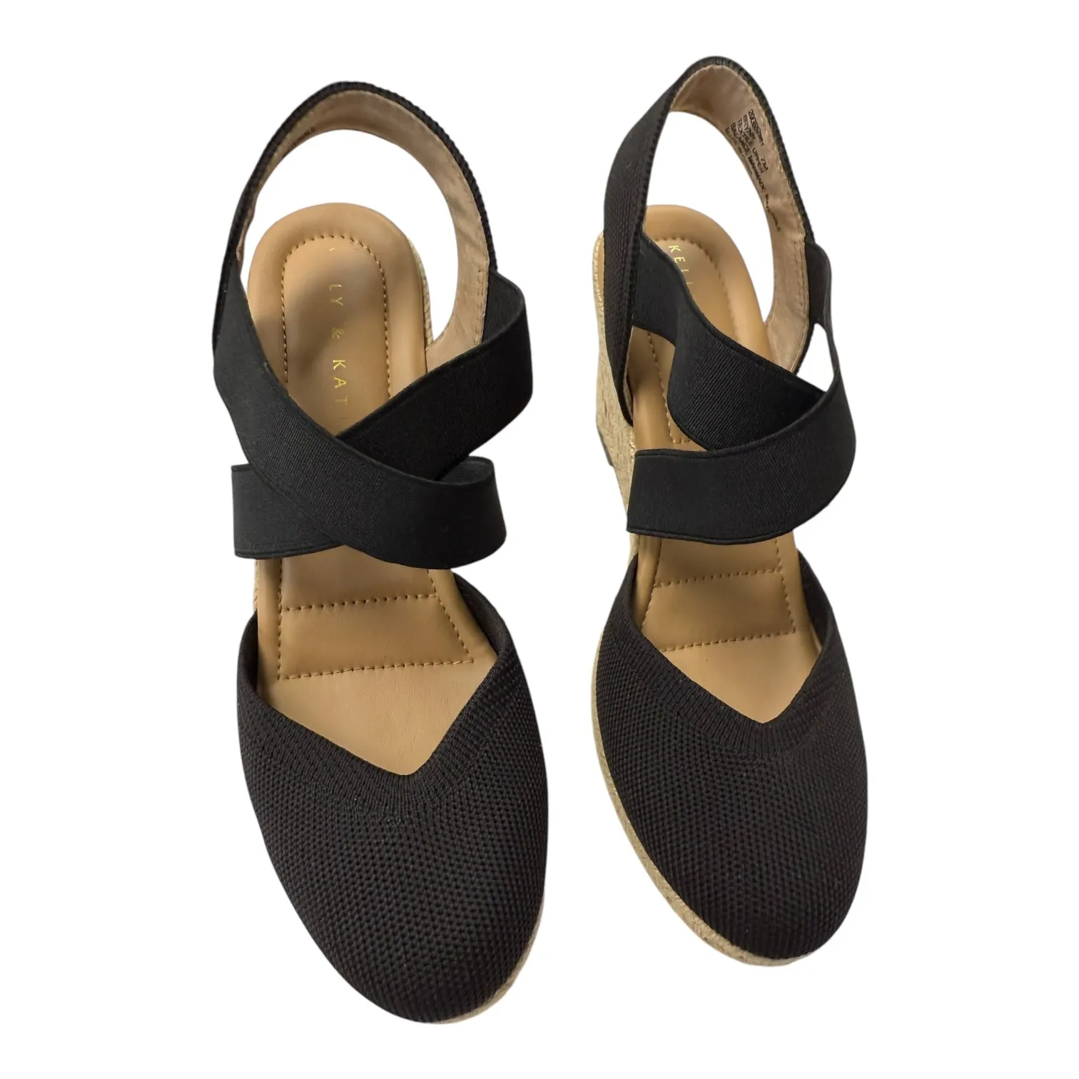 Sandals Heels Wedge By Kelly And Katie In Black & Tan, Size:7