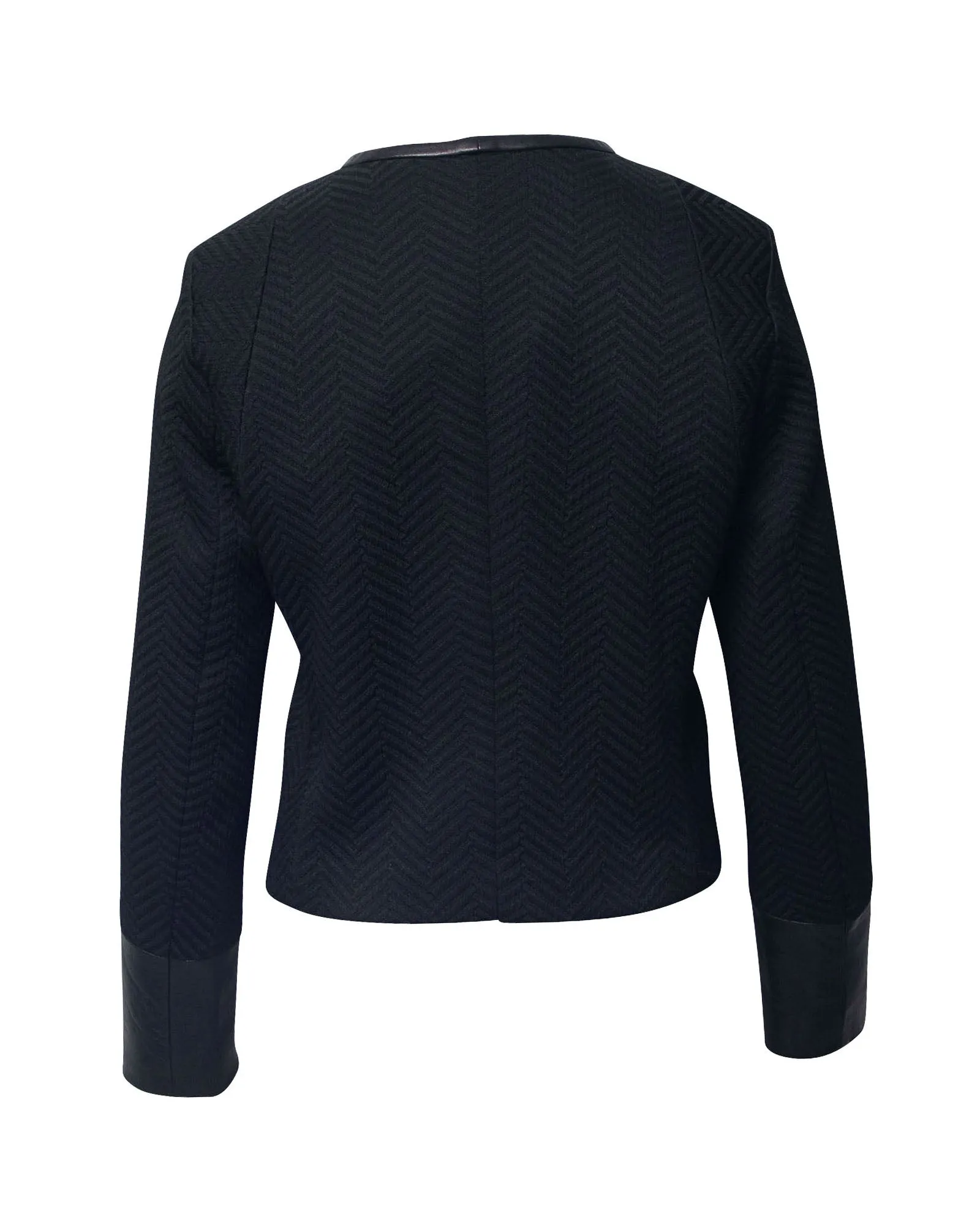 Sandro Paris Jacket with Leather Cuffs in Black Polyester