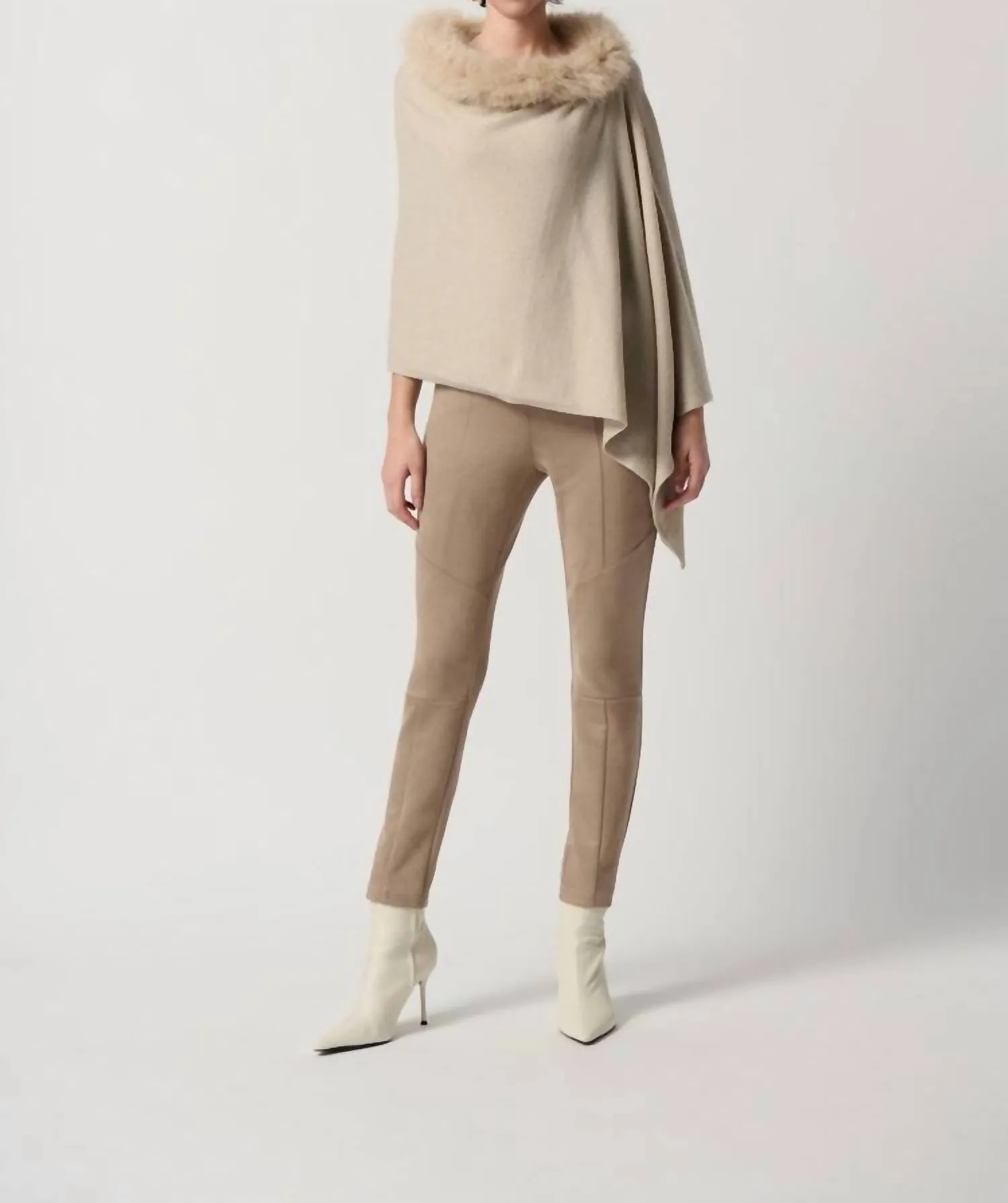 Scuba Suede Leggings With Knee Cuts In Latte