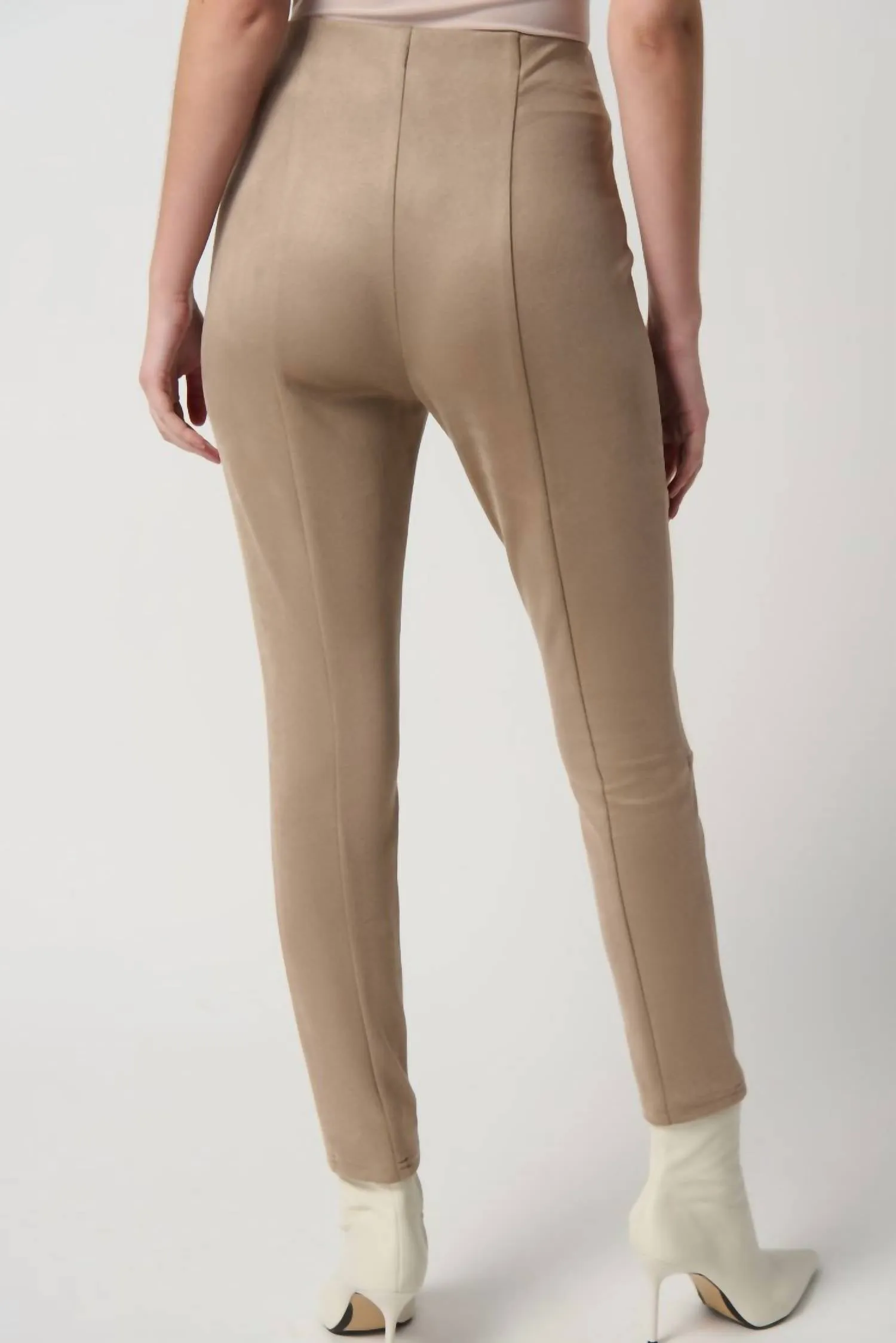Scuba Suede Leggings With Knee Cuts In Latte