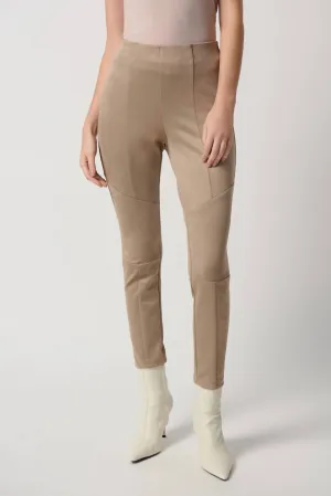 Scuba Suede Leggings With Knee Cuts In Latte