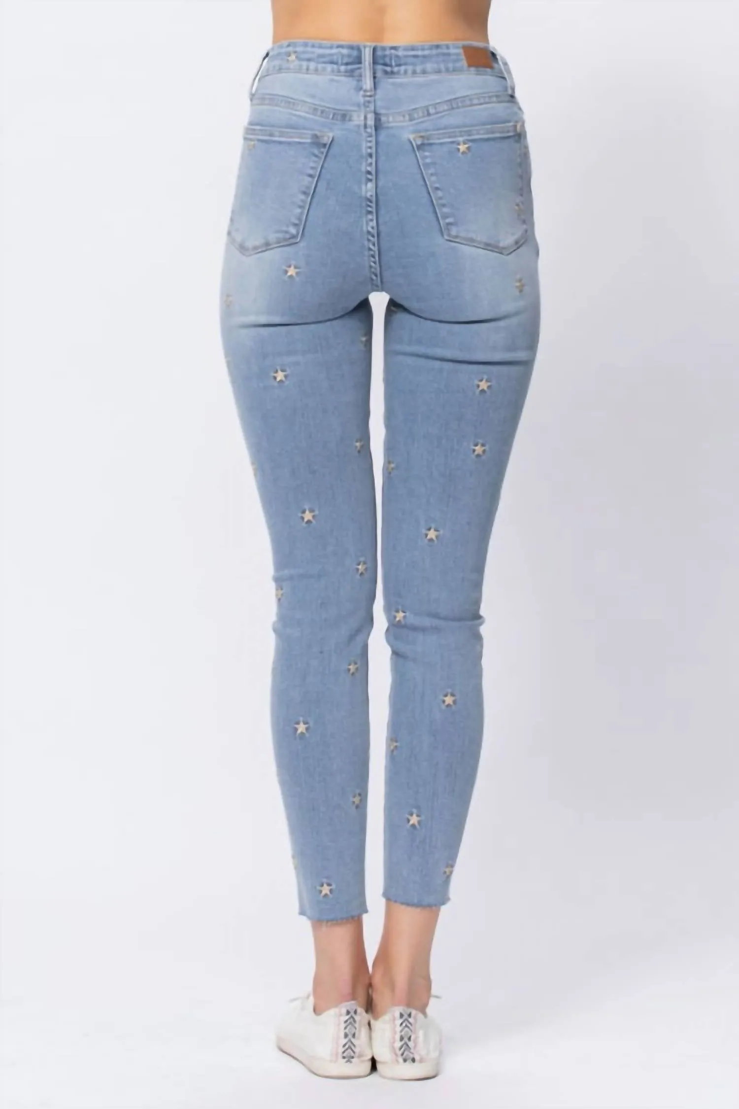 Skinny Embroidered Stars Hw Straight In Blue