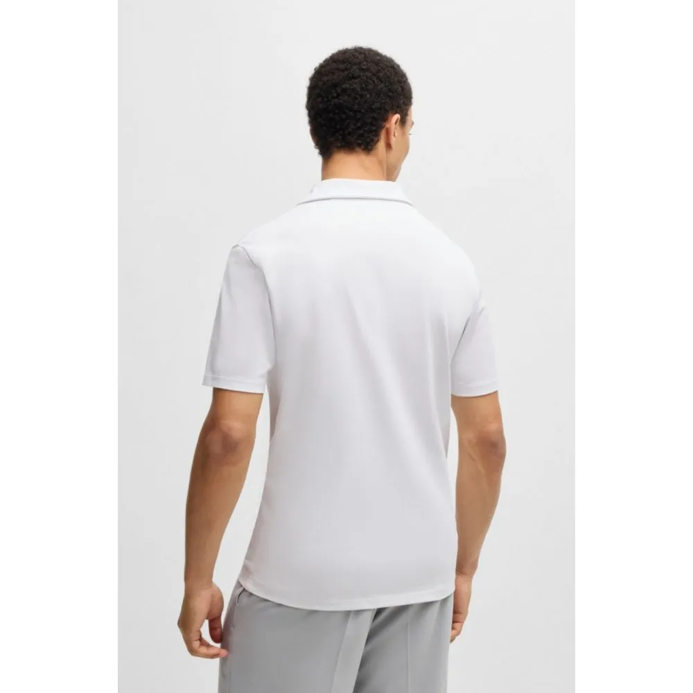 Slim-fit stretch-cotton polo shirt with Johnny collar