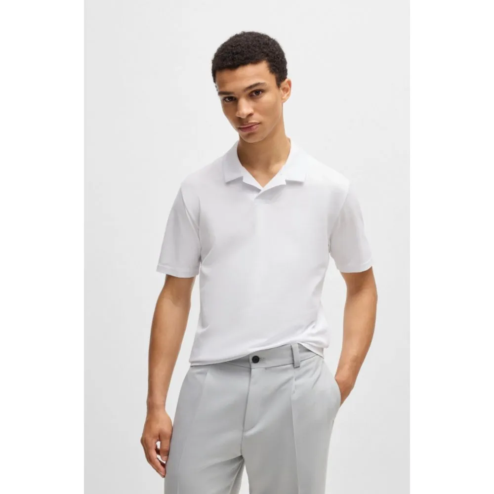 Slim-fit stretch-cotton polo shirt with Johnny collar