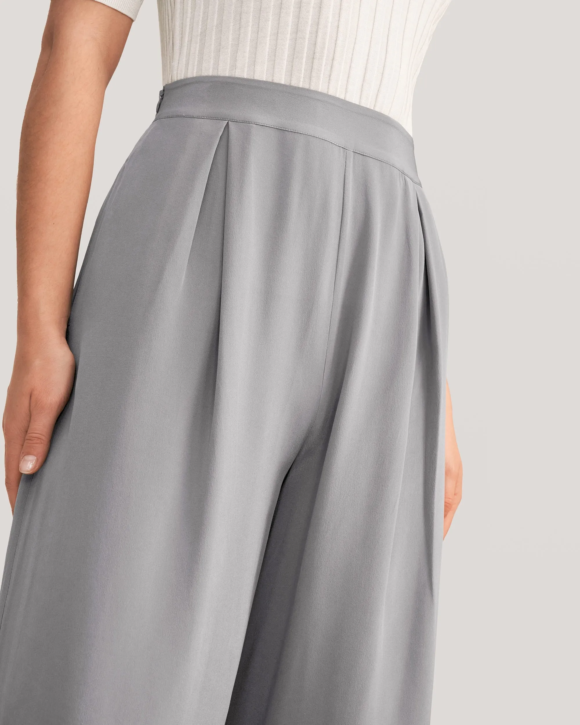 Smooth Silk Wide Leg Cropped Pants Classy