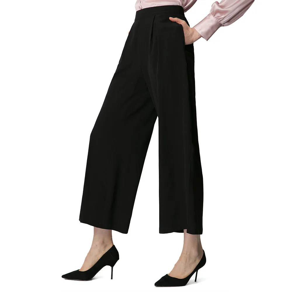 Smooth Silk Wide Leg Cropped Pants Classy