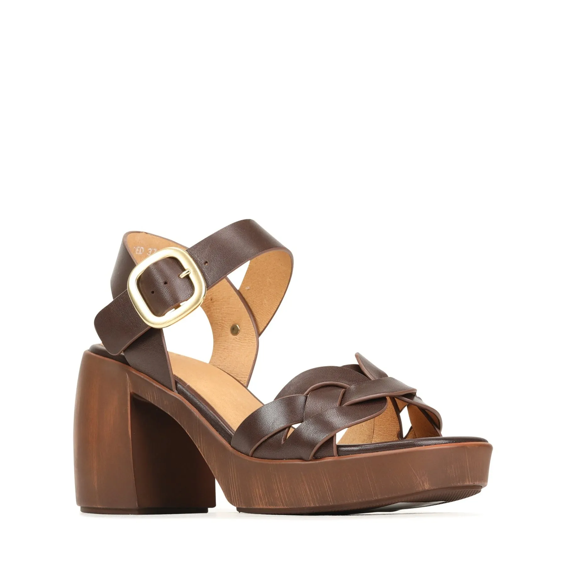SPIRITED LEATHER BLOCK HEEL SANDALS
