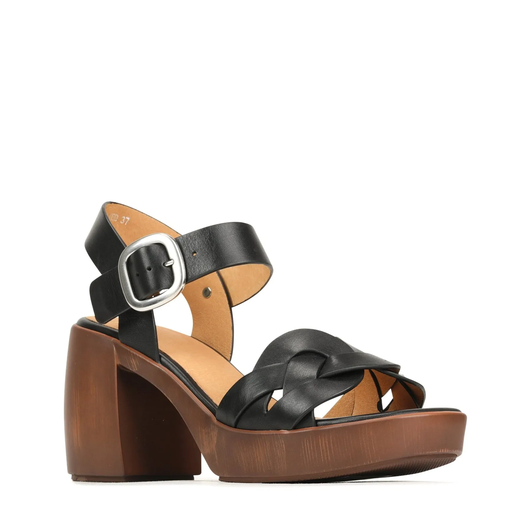 SPIRITED LEATHER BLOCK HEEL SANDALS