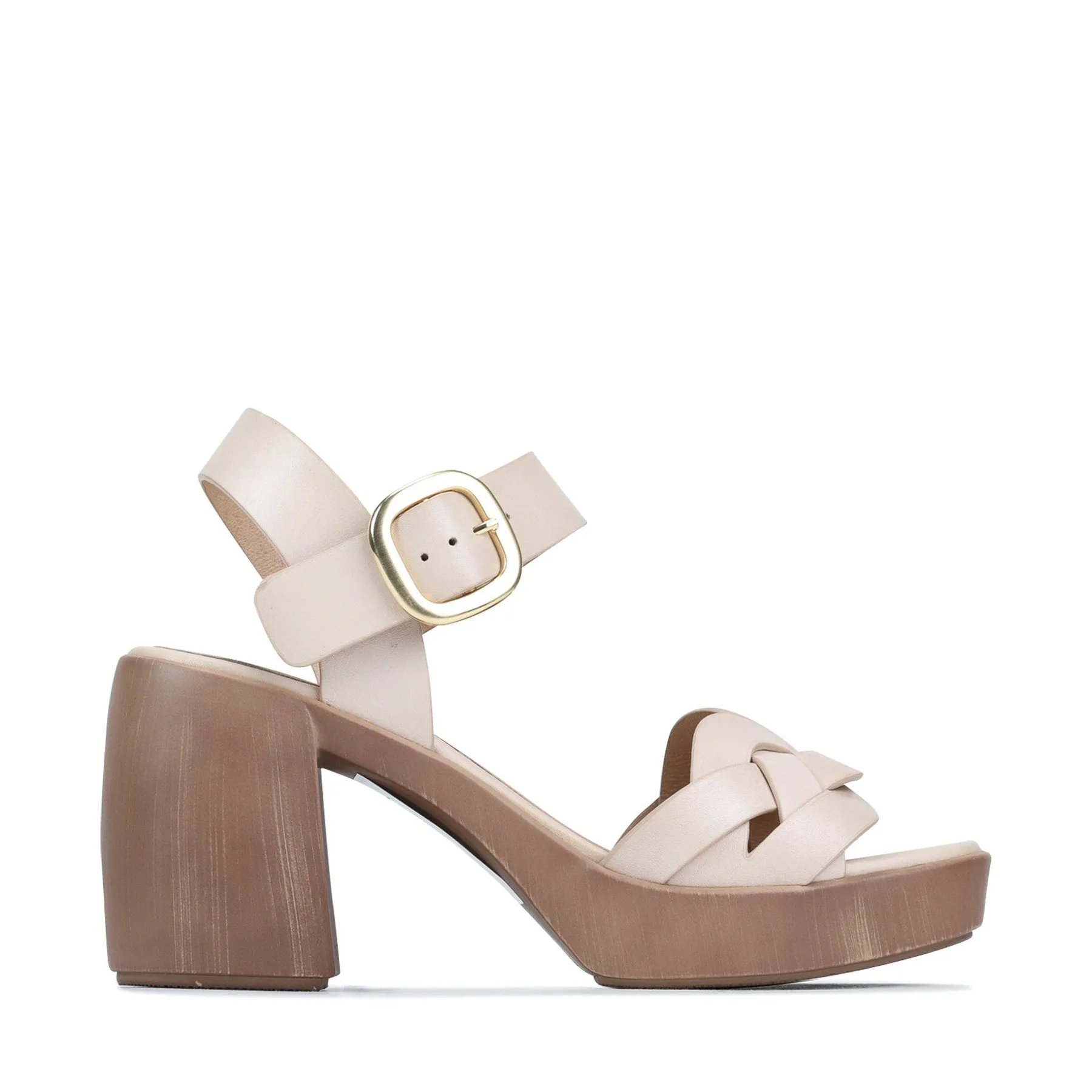 SPIRITED LEATHER BLOCK HEEL SANDALS