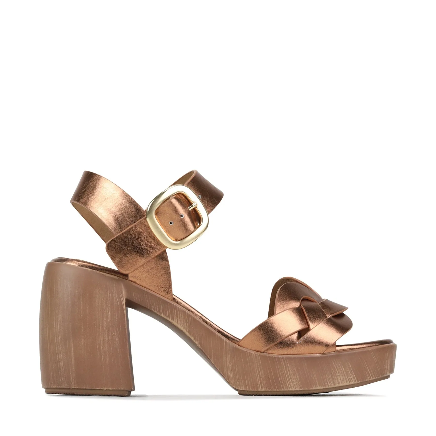SPIRITED LEATHER BLOCK HEEL SANDALS