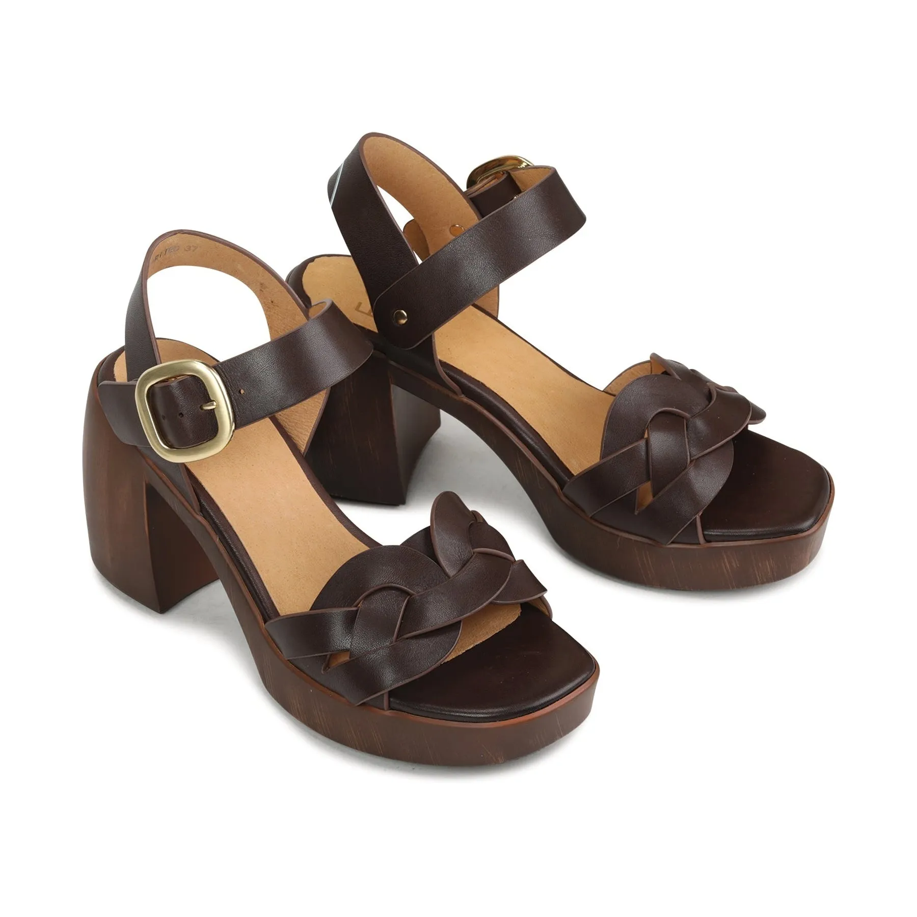SPIRITED LEATHER BLOCK HEEL SANDALS