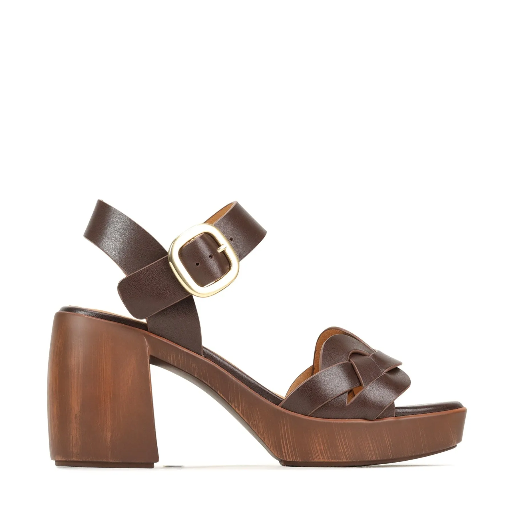 SPIRITED LEATHER BLOCK HEEL SANDALS