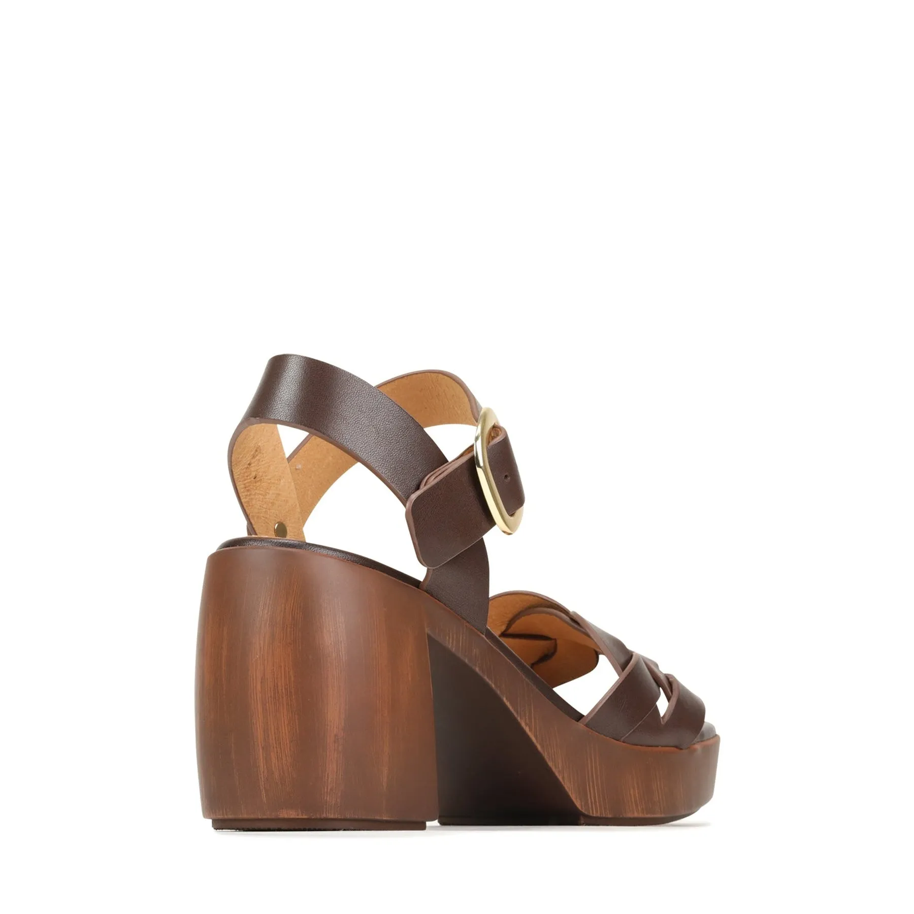 SPIRITED LEATHER BLOCK HEEL SANDALS